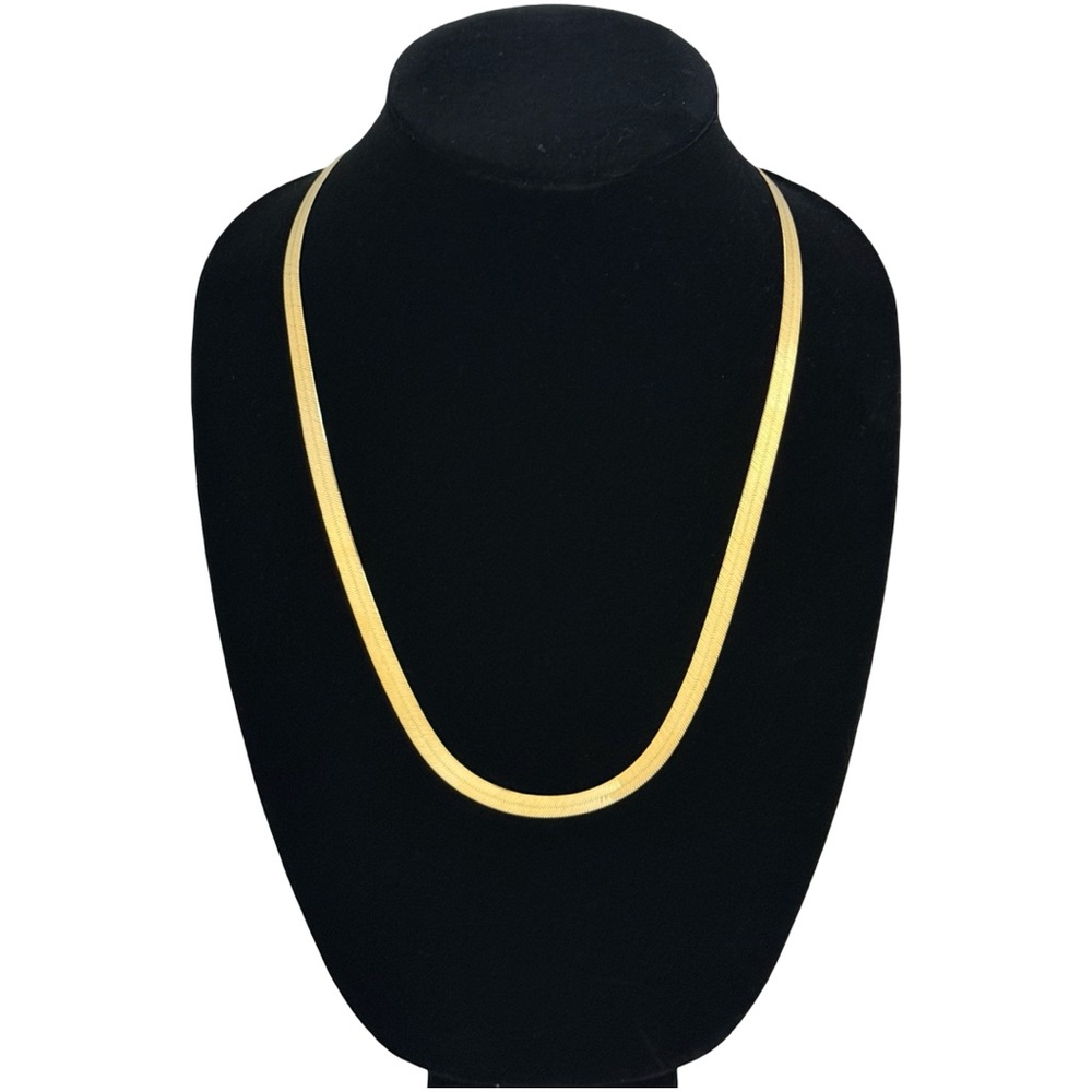 Sold 10K Solid Gold VIP Jewelry Vtg Italian Herringbone Necklace 24” 5mm 18g - Picture 3 of 10
